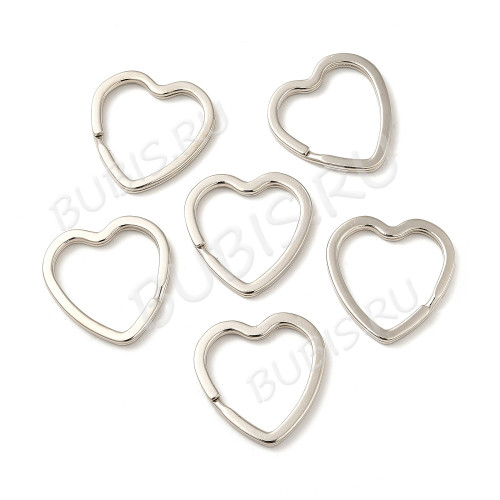 Карабин для брелка 39 Кольцо Сердечко 30*30*3мм цвет платины (Iron)