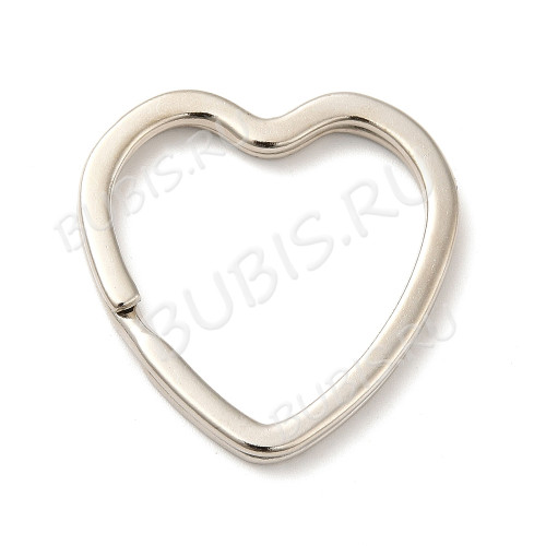 Карабин для брелка 39 Кольцо Сердечко 30*30*3мм цвет платины (Iron)