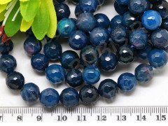 (ОПТ) Бусина округлая ГРАНЁНАЯ 10мм Агат т.сине-бирюзовый (камни) (НИТЬ)