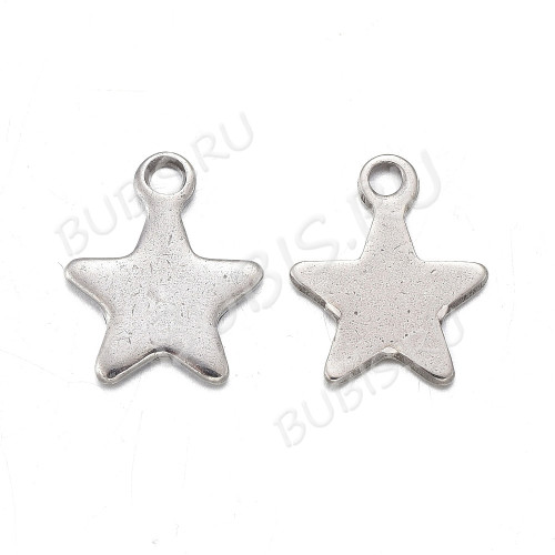 Подвеска Звёздочка 19 10*8,5*0,7мм цвет платины (Хирургическая сталь) 