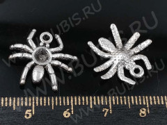Подвеска Паук 05 3D 19*17*3,5мм античное серебро (литьё)
