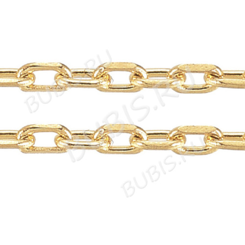 Цепочка S112-G ювелирная простое плетение звено с огранкой 1,5*1*0,3мм золотистая (Хирургическая сталь)(50см)