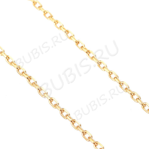 Цепочка S112-G ювелирная простое плетение звено с огранкой 1,5*1*0,3мм золотистая (Хирургическая сталь)(50см)