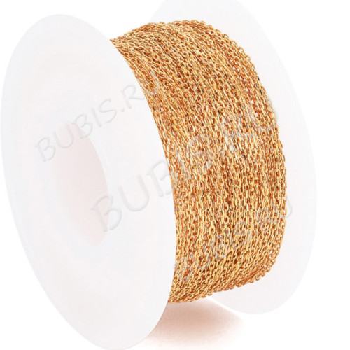 Цепочка S112-G ювелирная простое плетение звено с огранкой 1,5*1*0,3мм золотистая (Хирургическая сталь)(50см)