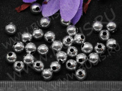 Бусина Округлая 44 6мм серебристая (пластик) (50шт.)
