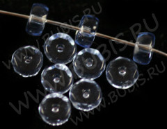 Бусина Ронделька 01 гранёная 6*6*3мм св.синяя прозрачная (стекло) (10шт.)