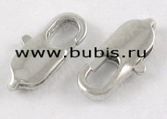 Замочек карабин №006 14*5*3мм цвет платины, без никеля (Brass)