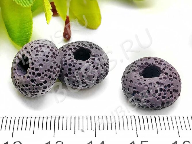 Бусина Пандора 071 Рондель каменный 16*16*9мм Лава лиловая (камни) (Pandora Style)