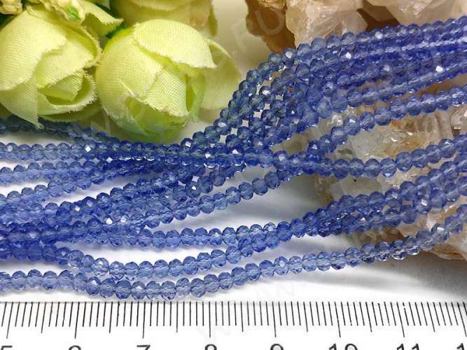 Бусина кристалл гранёный абакус 3*3*2мм св.синий прозрачный (имитация Сваровски) (50шт.)