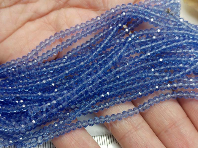 Бусина кристалл гранёный абакус 3*3*2мм св.синий прозрачный (имитация Сваровски) (50шт.)