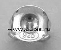 Зажимы для пуссет(гвоздиков) и швенз №02 6*3мм Sterling Silver (1 пара)