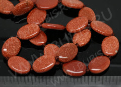 Бусина каменная Овал 16 18*13*4,5мм Авантюрин золотистый имит. (камни)