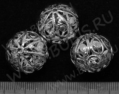 Бусина ажурная 05 Шарик 20мм цвет платины (Iron)