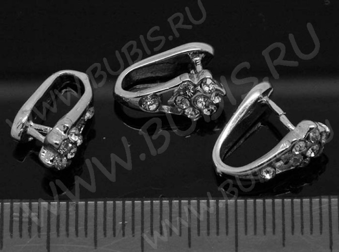 Держатель кулона 022 со стразами 12*10,5*5,3мм цвет платины (Brass)