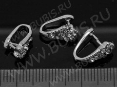 Держатель кулона 022 со стразами 12*10,5*5,3мм цвет платины (Brass)