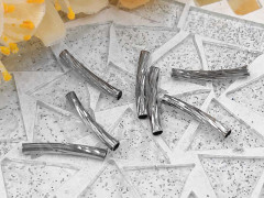 Трубочка металлическая 10 изогнутая витая 15*2мм цвет платины (Brass) (10шт.)