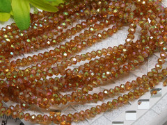 (СКИДКИ!!!) Бусина кристалл гранёный абакус 4,3*4*3,5мм т.золотистый с АВ прозрачный (имитация Сваровски) (100шт.)