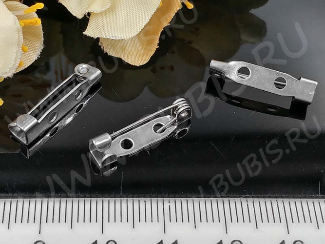 Основа (заготовка) для броши №100 Булавка 2 отверстия 20*4,5*4,5мм цвет платины (Хирургическая сталь)