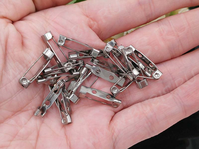 Основа (заготовка) для броши №100 Булавка 2 отверстия 20*4,5*4,5мм цвет платины (Хирургическая сталь)