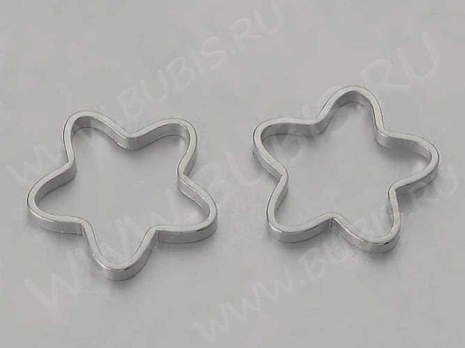 Декоративный элемент 011 Цветочек рамка контур коннектор 9,5*9,5*0,9мм цвет платины (Brass) (10шт.)