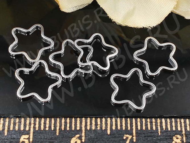 Декоративный элемент 011 Цветочек рамка контур коннектор 9,5*9,5*0,9мм цвет платины (Brass) (10шт.)