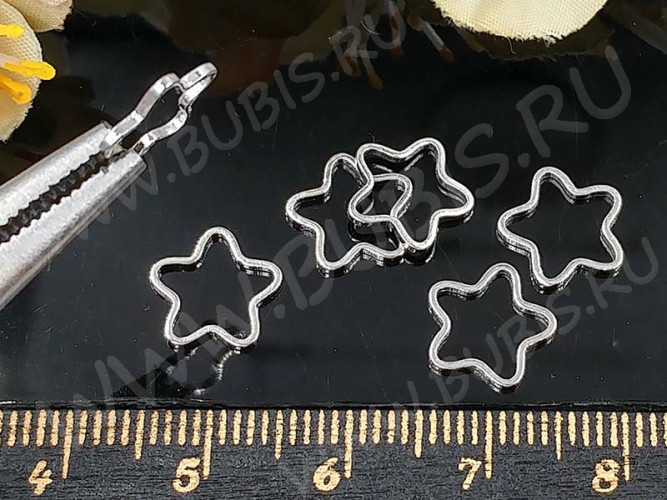 Декоративный элемент 011 Цветочек рамка контур коннектор 9,5*9,5*0,9мм цвет платины (Brass) (10шт.)