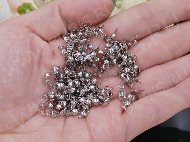 Зажимы №45 Калотты укреплённые 7*4мм цвет платины (Brass) (20шт.)