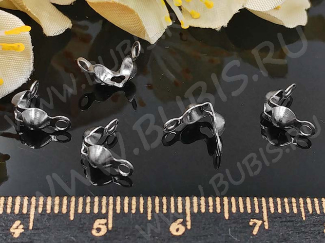 Зажимы №45 Калотты укреплённые 7*4мм цвет платины (Brass) (20шт.)