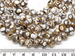 (ОПТ) Бусина округлая ГРАНЁНАЯ 8мм Агат Жираф бело-коричневый (камни) (НИТЬ)