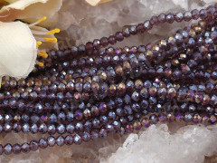 (СКИДКИ!!!) Бусина кристалл гранёный абакус 3*3*2мм лиловый с AB прозрачный (имитация Сваровски) (НИТЬ)