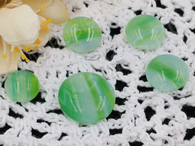 Кабошон Фьюзинг 494 Круглый 16-28мм Зеленый яркий белый Узор морская волна OA LGN