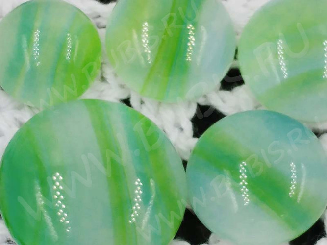 Кабошон Фьюзинг 494 Круглый 16-28мм Зеленый яркий белый Узор морская волна OA LGN