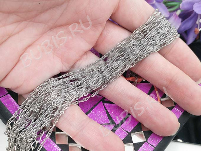 Шнур с замочком 38 Цепочка для кулона кручёная 2*0,5мм цвет платины (Brass) (40см)