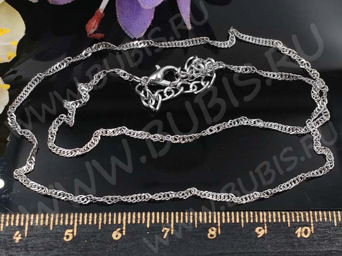 Шнур с замочком 38 Цепочка для кулона кручёная 2*0,5мм цвет платины (Brass) (40см)