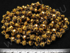 (СКИДКИ!!!) Бусина Абакус гранёный 8*8*5,5мм Хрусталь т.золотистый непрозрачный (имитация Сваровски) (10шт.)