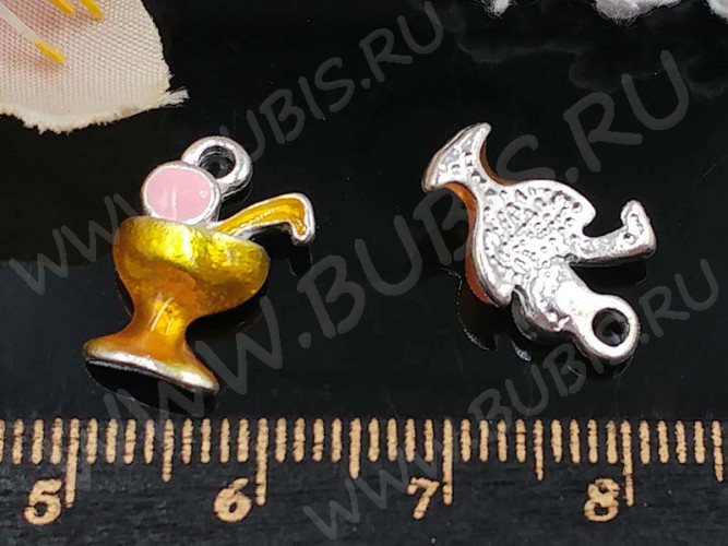 Подвеска Коктейль 02 16*10,5*4мм золотисто-розовый (цветные подвески)