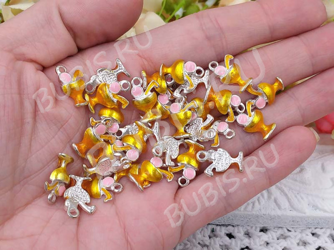 Подвеска Коктейль 02 16*10,5*4мм золотисто-розовый (цветные подвески)