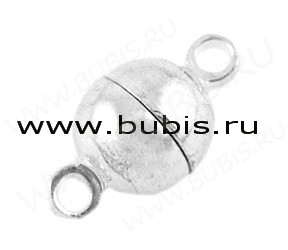 Магнитный замочек №07 с петельками овальный 11,5*6*6мм серебристый (Brass)