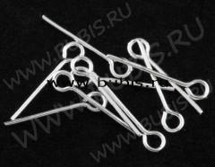 Штифт с петлёй 20*0,7мм пины с ушком серебристый (Iron) (100шт)
