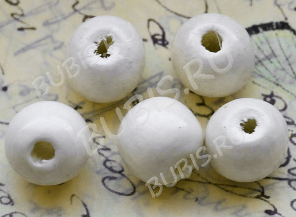 (СКИДКИ!!!) Бусина Округлая 14*13мм белое дерево (дерево) (10шт.)