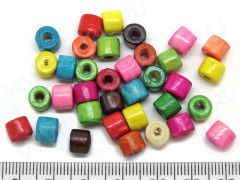 Бусина Цилиндрик 01 7*6,5*6мм яркий микс цветных (дерево) (50шт.)