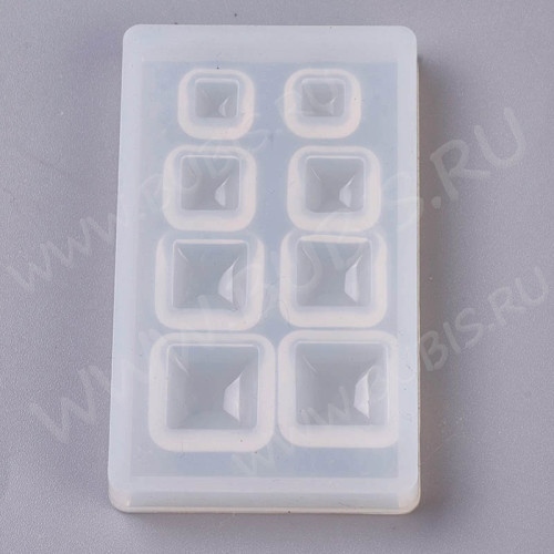 Молд 188 для эпоксидной смолы Кабошоны Квадраты 4 вида (силикон)