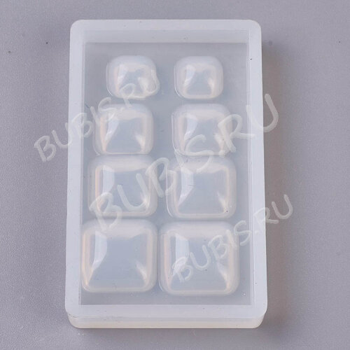Молд 188 для эпоксидной смолы Кабошоны Квадраты 4 вида (силикон)