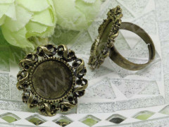 Основа (заготовка) для кольца 111 17мм с ажурным сеттингом 14мм античная бронза (Brass)