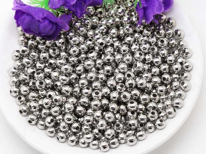 (СКИДКИ!!!) Шарик металлический Бусина 6мм цвет платины (Хирургическая сталь) (100шт.)