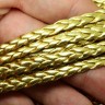 Купить Шнур кожаный 27 кожзам плетёный плоский 5*2мм золотистый (1м) с доставкой по России