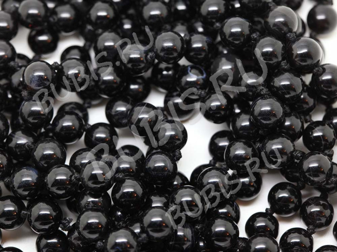 (ОПТ) Бусина округлая 6мм Оникс чёрный (камни) (НИТЬ)