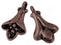 Подвеска Цветочек 19 3D плоский 14,5*8*2мм античная медь (литьё)