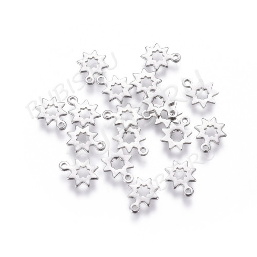 Подвеска Звёздочка 20 8*6*0,5мм цвет платины (Хирургическая сталь) (10шт)