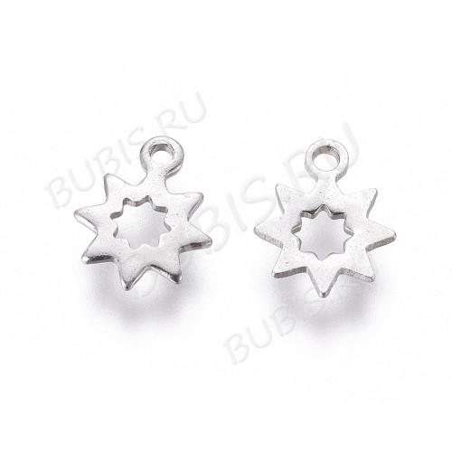 Подвеска Звёздочка 20 8*6*0,5мм цвет платины (Хирургическая сталь) (10шт)